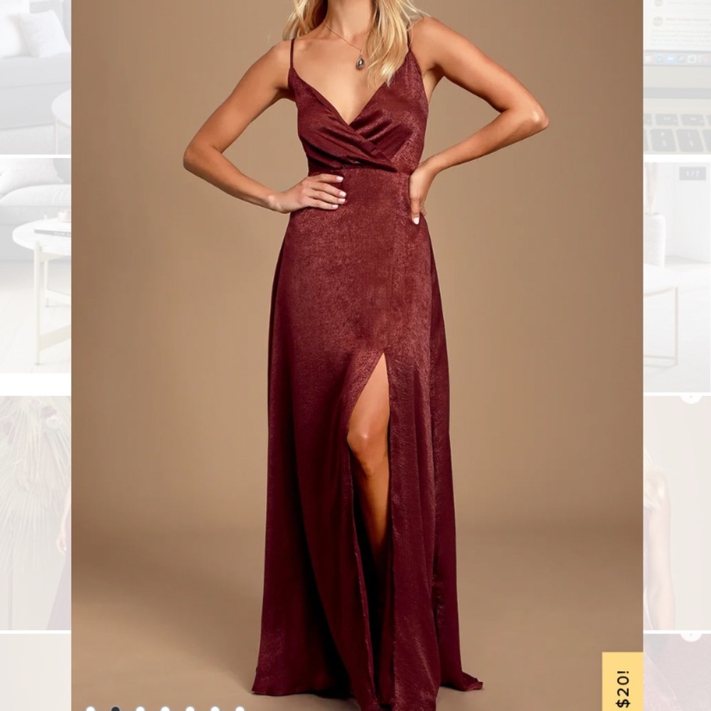 Lulu’s Burgundy Satin Maxi Dress